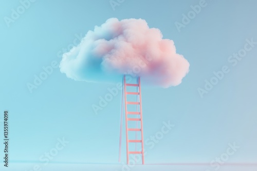 Obraz na płótnie Cloud Ladder: Reaching for Dreams w salonie