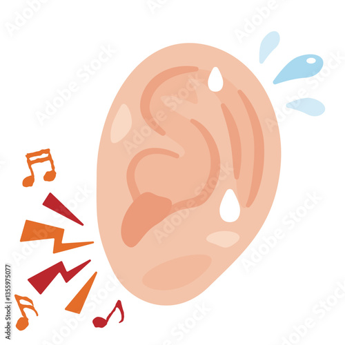 耳鳴りがする耳のイラスト