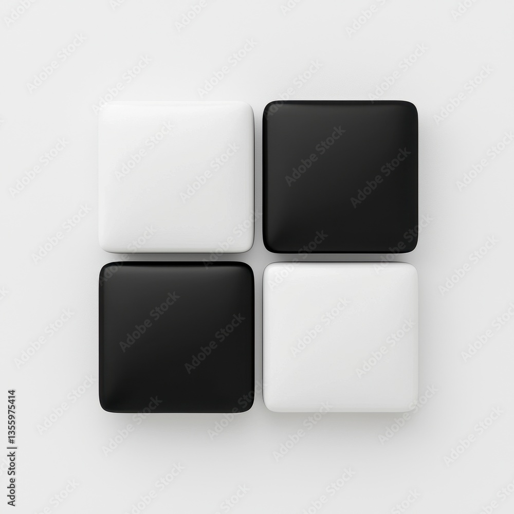 Abstract Black and White Square Tile Grid on Gray Background Abstract Black and White Square Tile Grid on Gray Background