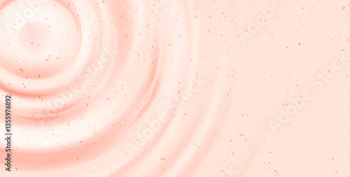 Strawberry yogurt swirl background with creamy pink milk texture. Soft pastel colored abstract dessert backdrop, dairy product surface pattern. Smoothie or ice cream decoration, food packaging design.