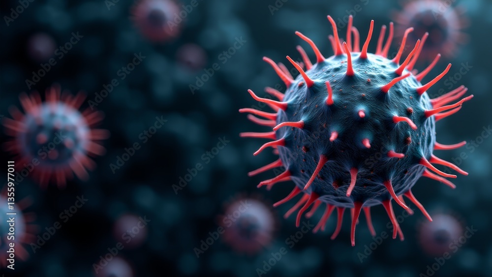 Coronavirus Particle Render With Red Spikes Coronavirus Particle Render With Red Spikes