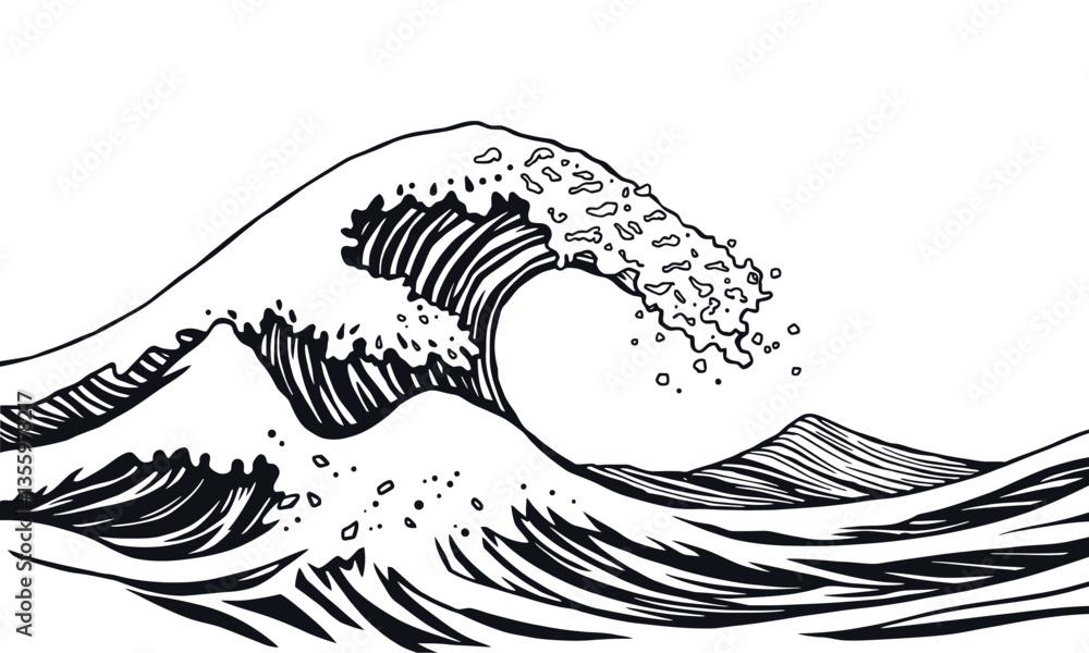 dynamic wave illustration showcases power and beauty of ocean waves, featuring intricate lines and textures that evoke sense of movement and energy dynamic wave illustration showcases power and beauty of ocean waves, featuring intricate lines and textures that evoke sense of movement and energy