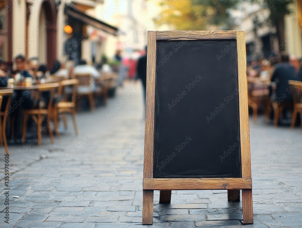 Blank Outdoor Restaurant Menu Board in City Street