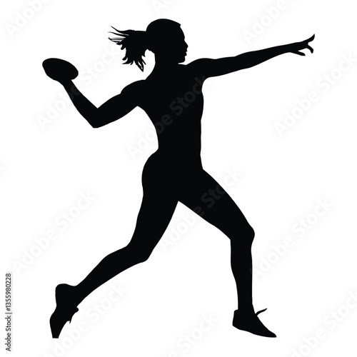 Discus thrower Silhouette, Vector, Icon, Logo, White Background.