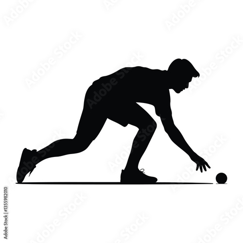 Bocce ball player Silhouette, Vector, Icon, Logo, White Background.