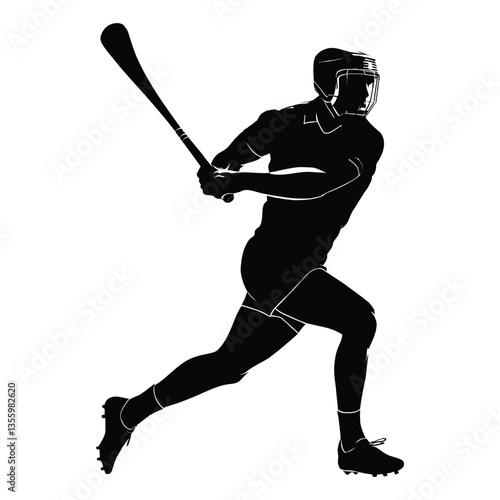 Hurling Silhouette, Vector, Icon, Logo, White Background.