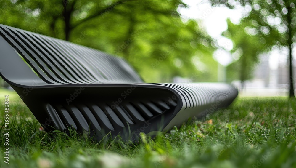 Stylish Modern Park Bench in Urban Landscape