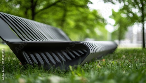 Obraz na płótnie Stylish Modern Park Bench in Urban Landscape w salonie