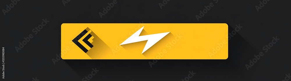 A yellow rectangle displays icons against a dark background design A yellow rectangle displays icons against a dark background design
