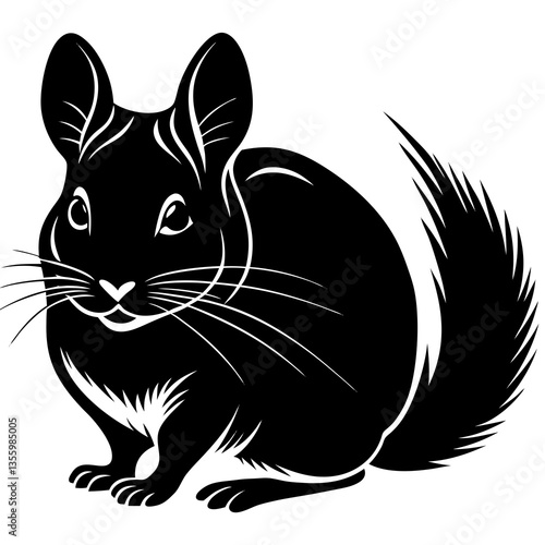Chinchilla silhouette vector black outline, white background