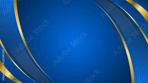 Elegant blue and gold abstract curve background. Modern luxury design. Suitable for Invitations, awards, templates, banners, covers, posters, presentations, websites and pages