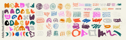 Photos A big collection of handdrawn abstract shapes, doodles, scribbles, and textures