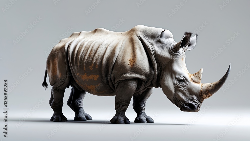 Fototapeta premium Rhino from Africa isolated on a white background