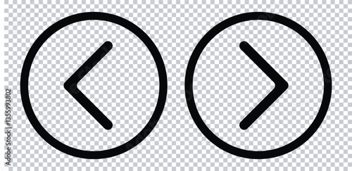 Arrow Buttons Icon Set - Next/Previous Rounded Navigation Symbols for Websites & Apps - UI/UX Slider Controls Vector. 