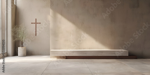 minimalist church, spiritual interior, sacred space

