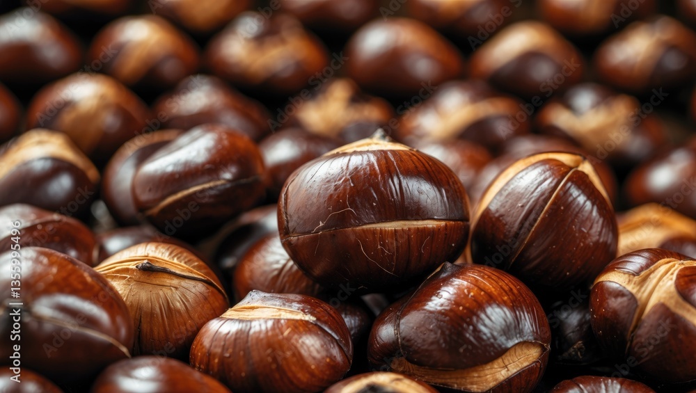baked chestnuts in close-up, brown food baked chestnuts in close-up, brown food