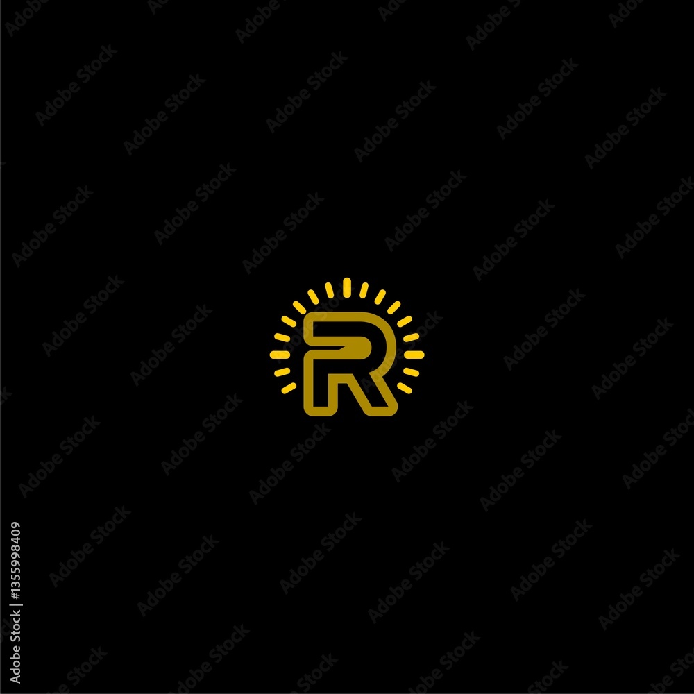 Fototapeta premium Electric letter R logo icon isolated on dark background