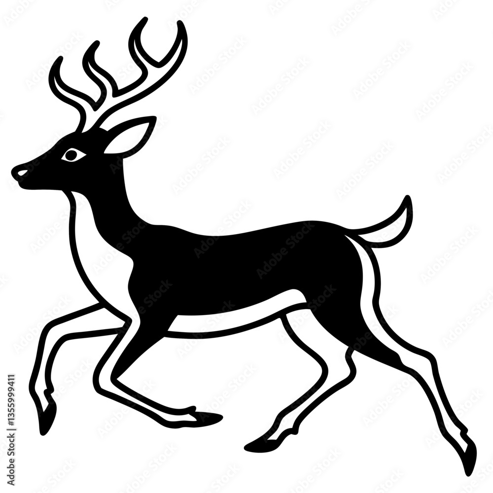 Fototapeta premium Deer silhouette vector on white background
