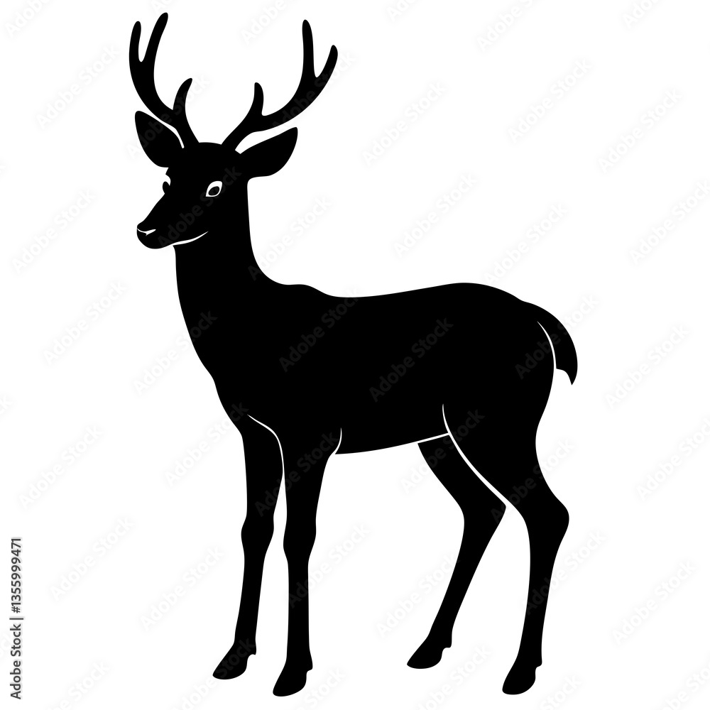 Fototapeta premium Deer silhouette vector on white background