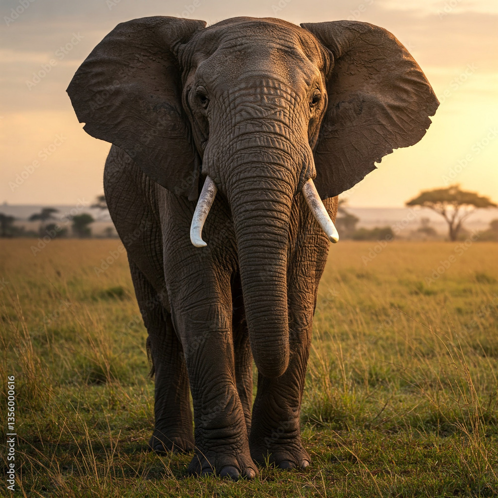 Obraz premium Elephant spotted at grass land.