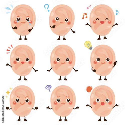 耳のキャラクター　表情セット