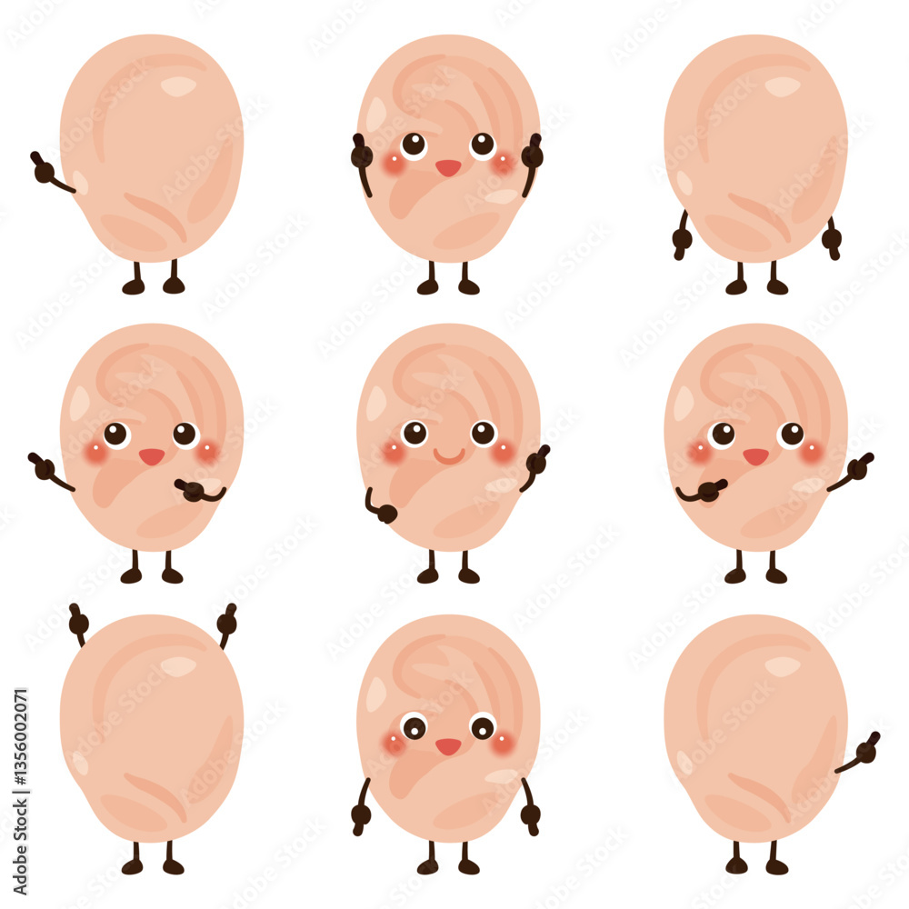 指さしをする耳のキャラクターセット 指さしをする耳のキャラクターセット