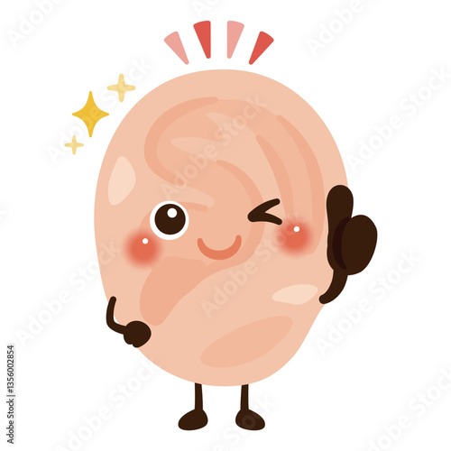 グッドサインを出す耳のキャラクターイラスト