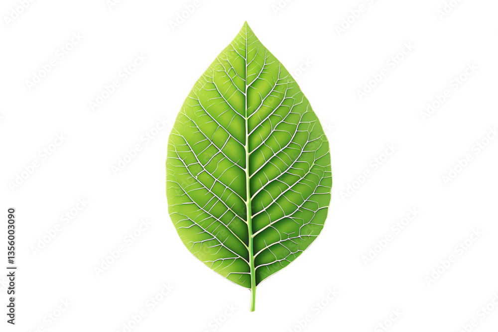 green leaf, detailed veins, white background, isolated, no background green leaf, detailed veins, white background, isolated, no background