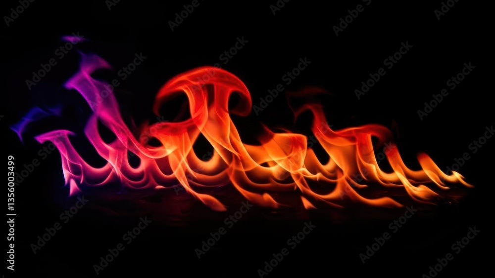 Fototapeta premium An abstract image of colorful flames dancing against a dark background.
