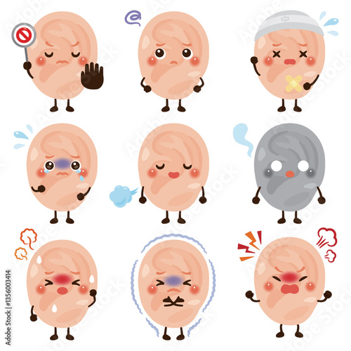 様々な状態の耳のキャラクター
