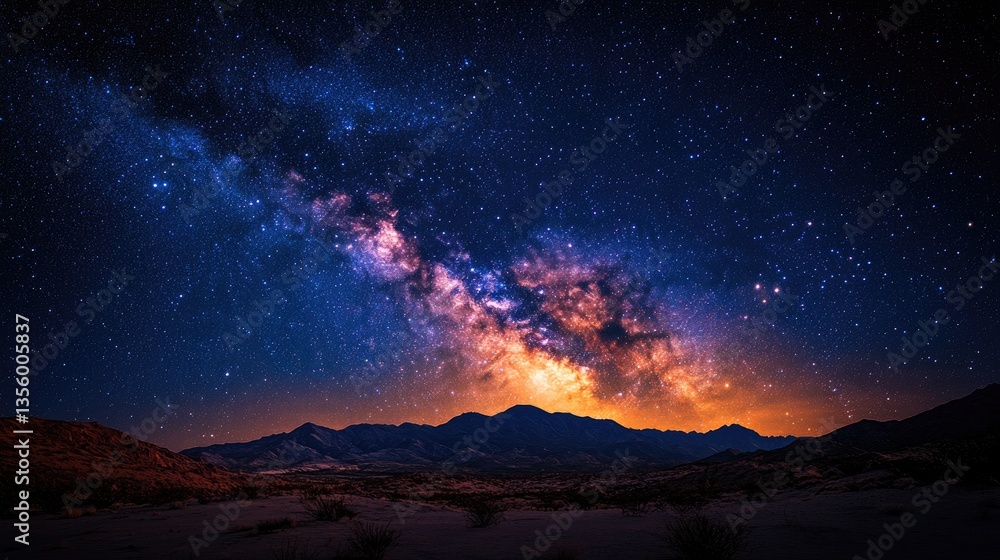 Fototapeta premium Desert Milky Way night sky landscape astrophotography