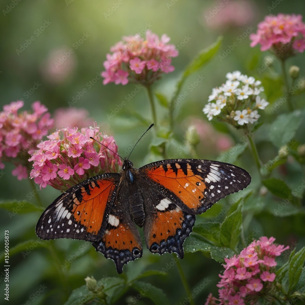 Obraz premium monarch butterfly on pink flower