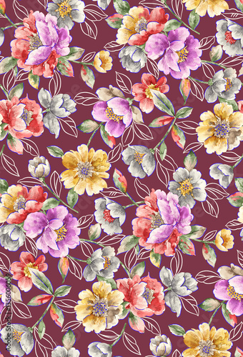 Wallpaper Mural seamless floral pattern Torontodigital.ca