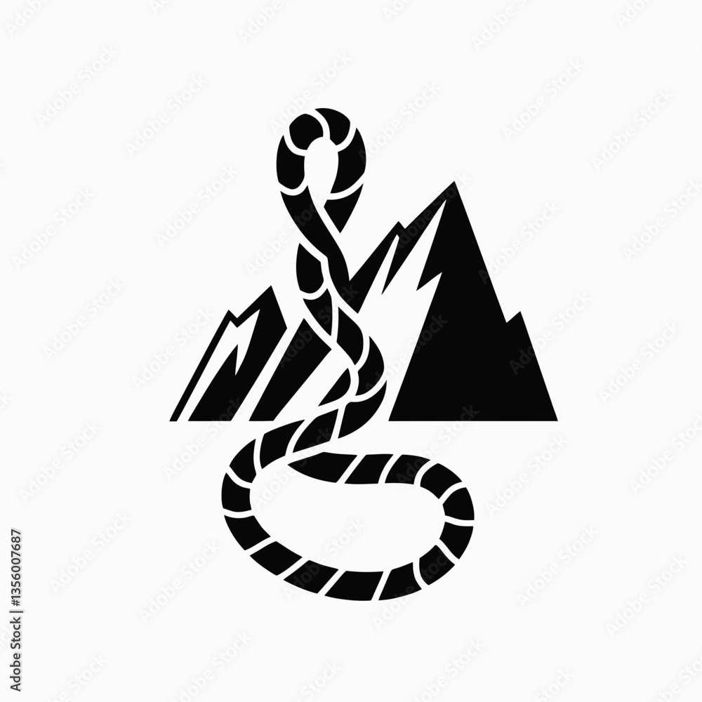Climbing Rope silhouette in black on a white background Climbing Rope silhouette in black on a white background