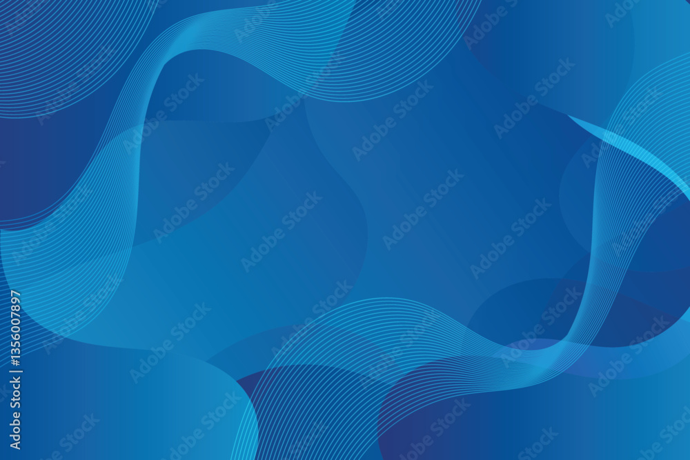 Abstract blue wavy glowing lines on a blue background. Abstract blue wavy glowing lines on a blue background.