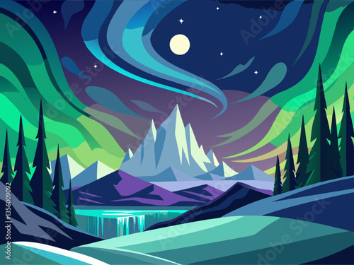 colorful illustration of aurora