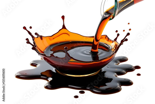 dark brown liquid splash, crown shape, white background, isolated, no background