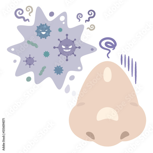 ウイルスに感染した鼻のイラスト