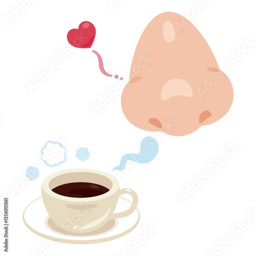 いい香りに反応する鼻のイラスト