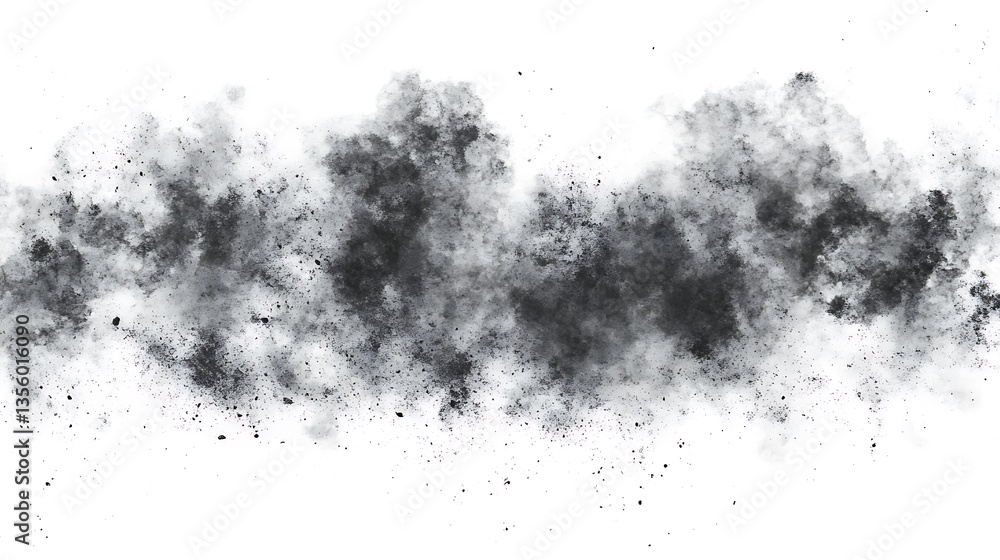 Abstract black dust cloud on white. Abstract black dust cloud on white.