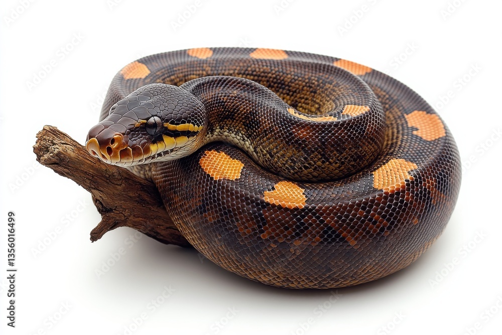 Obraz premium Colorful snake resting on a piece of wood in a natural habitat setting