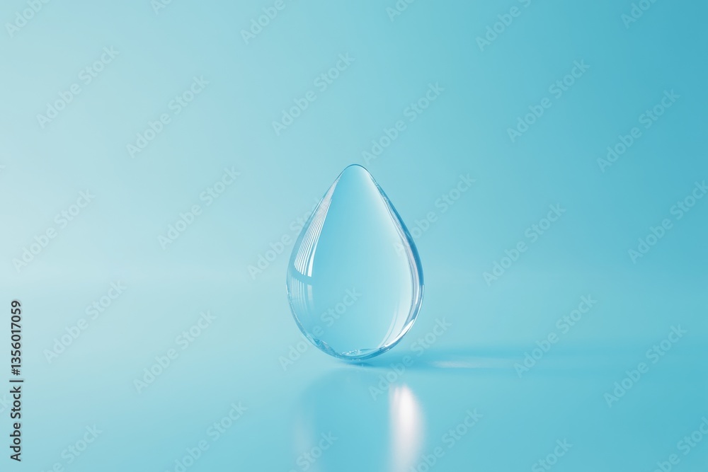 Single transparent water drop on blue background. (1) Single transparent water drop on blue background. (1)