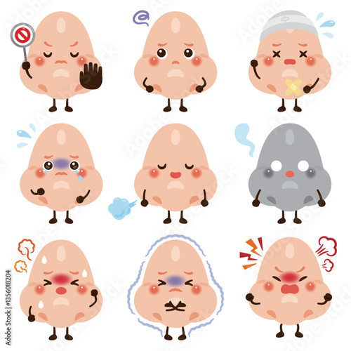 様々な状態の鼻のキャラクター