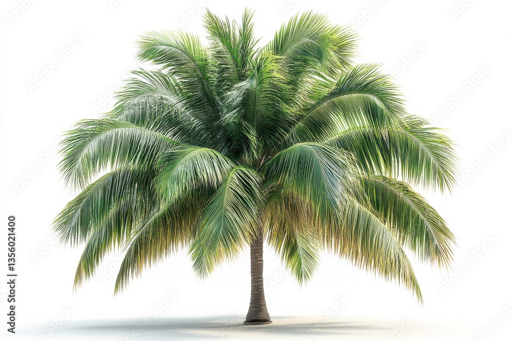 Obraz premium Lush palm tree with vibrant green leaves on a bright background during daytime