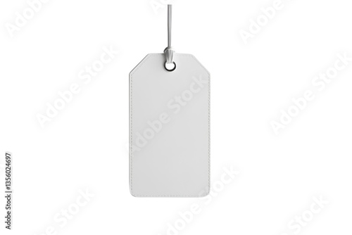 blank white tag, string, white background, isolated, no background