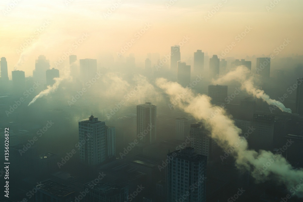 Fototapeta premium city with haze at dawn