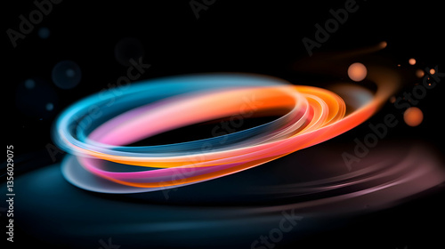 Abstract Circular Light Trails in Dark Background