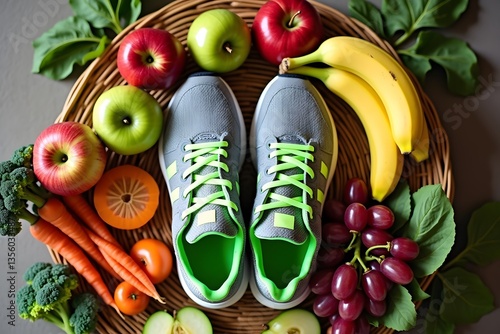 Healthy lifestyle choices for World Diabetes Day – fruits and exercise essentials.