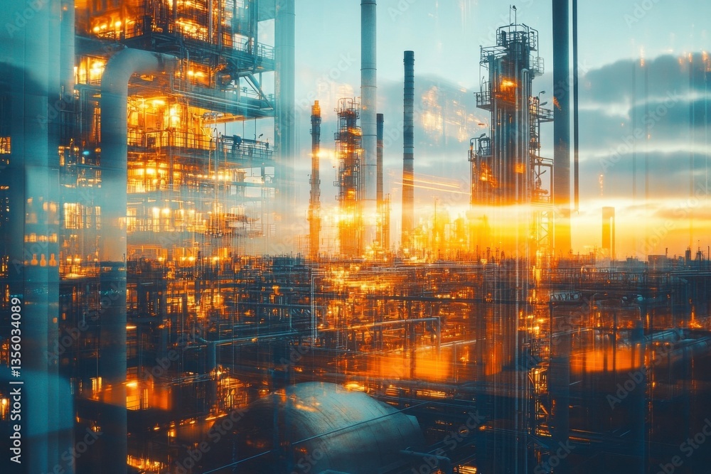 Fototapeta premium oil refinery plant at night