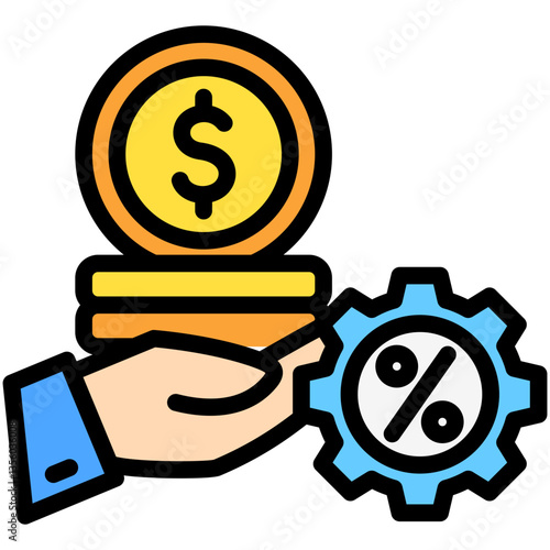 Charge outline color icon, mini illustration. use for economy, business, finance, ecommerce, payment service UI, UX kit, app and web development, digital or print.